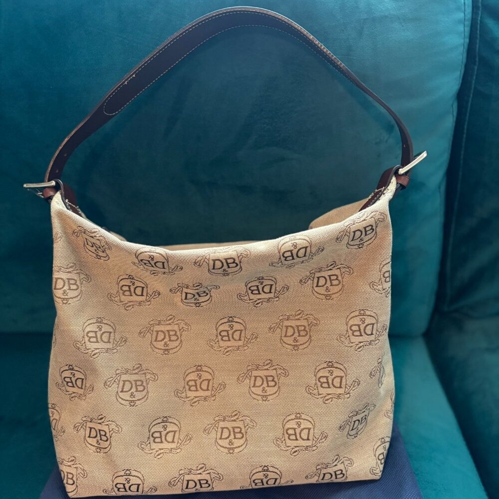 Dooney and Bourke - Vintage Canvas Signature Monogram Hobo Bag - Picture 2 of 12